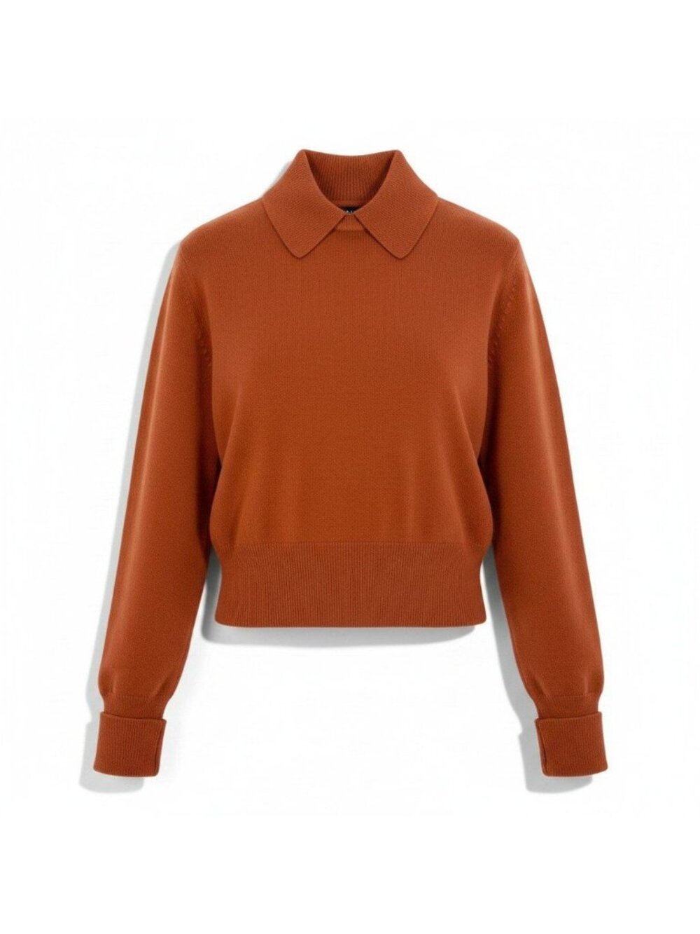 Chanel Vintage Gold CC Logo Button Cropped Knit Sweater Polo Orange